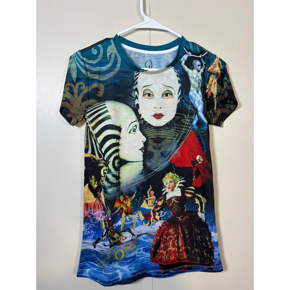 Cirque du Soleil O Las Vegas Show T-Shirt XS All Over Print Souvenir Tee Blue